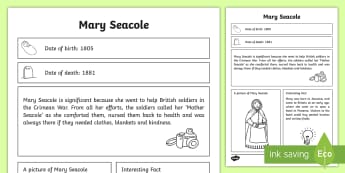 Mary Seacole Significant Individual Fact Sheet - fact sheet