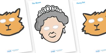 Pussy Cat Pussy Cat Role Play Masks - Pussy Cat, Pussy Cat, nursery rhyme, rhyme, rhyming, nursery rhyme story, nursery rhymes, Pussy Cat Pussy Cat resources, role play mask, role play