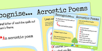 Recognise Some Different Forms of Poetry Acrostics Poster  
