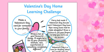 EYFS Valentine's Day Home Learning Challenge Sheet Reception FS2 - eyfs, valentines day, home learning, challenge