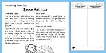 Space Animals Activity Sheet, worksheet