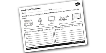 Fossil Fuel Worksheet - fossil fuels, renewable energy, energy sources, climate change, coal, gas, oil, where energy comes from, ks2 geography worksheet