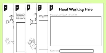 Differentiated Handwashing Hero Activity Sheet - hands, washing, wash, clean, hygiene, germs, worksheet