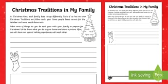 Christmas Traditions in My Family Read and Draw Activity Sheet - Christmas N.I., christmas, traditions