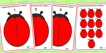 Ladybird Matching Numerals to Objects Playdough Mats - playdough