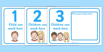 How Many Can Work Here Name Posters - Display, poster, classroom area display, how many can, child self management