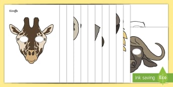 Safari Role-Play Masks - Safari, animals, animal, Role Play, mask, africa, lion, tiger, plain, hippo, cheetah, rhino, elephant, leopard, giraffe