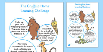 Home Learning Challenges to Support Teaching The Gruffalo Nursery FS1 - EYFS, homework, Early years, Julia Donaldson