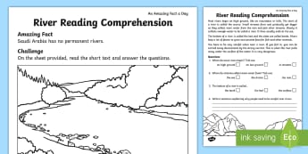 Rivers Reading Comprehension Activity Sheet - Amazing Fact Of The Day, activity sheets, amazing fact a day april, powerpoint, worksheet, starter, 