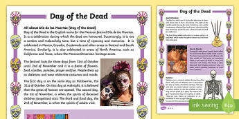 Day of the Dead Differentiated Fact File - day of the dead, dia de los muertos, differentiated, fact file, information, activity