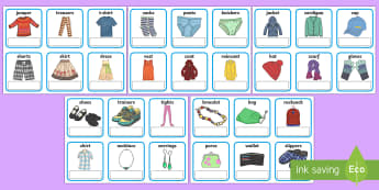 EAL Clothes Cards with English - EAL, clothes, editable, cards, editable cards, EAL cards, english, themed cards, cards with english, EAL english 