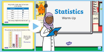 Year 2 Statistics Warm-Up PowerPoint - KS1 Maths Warm Up Powerpoints, warm up, Interpret and construct simple pictograms, tally charts, blo