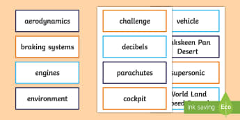  KS2 BLOODHOUND SSC Project Word Cards  - fastest car, supersonic car, world land speed record, british, sTEM, record attempt, 
