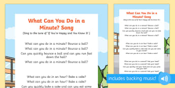 What Can You Do in a Minute Song - minute, hour, second, hands, clock, watch, singing time, action songs