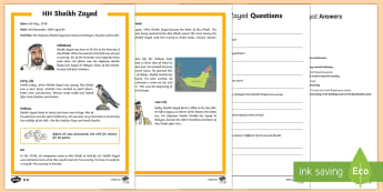 Sheikh Zayed  Differentiated Reading Comprehension Activity