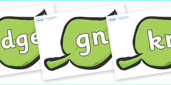 Silent Letters on Green Leaves - Silent Letters, silent letter, letter blend, consonant, consonants, digraph, trigraph, A-Z letters, literacy, alphabet, letters, alternative sounds