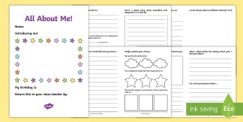 UKS2 All About Me Transition Booklet - New Class Transition Activities