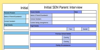SEN Parent Consultation Editable Proforma