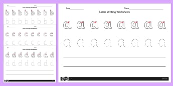 Letter Writing Worksheets A-Z - letter, writing, worksheets