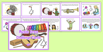 Music Area Challenge Cards - challenge cards, card, music area