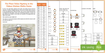 KS1 The Place Value Mystery in the Palace Kitchen Maths Game - number, number system, compare numbers, partitioning, ordering numbers