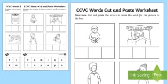 Phase 2 Set 2 CVC Words Cut and Paste Activity Sheet - Phase 2 Set 2 CVC Words Cut and Paste Activity Sheet - worksheet, CVC worksheets, CVC words, literac