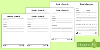 Country Research Differentiated Activity Sheets - UKS2, uks2, ks2, geography, ks2 geography, places, around the world, fact file, ks2 fact file, the w