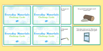 Everyday Materials Challenge Cards - everyday, materials, challenge cards