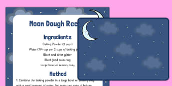 Moon Dough Recipe and Mat - moon dough, recipe, mat, moon, dough