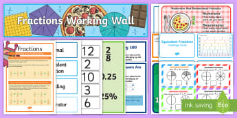 LKS2 Fractions Working Wall Display Pack - maths display pack, fractions topic, equivalent fractions, adding fractions, fractions of quantities