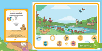 Brenda's Boring Egg Can You Find...? Poster and Prompt Card Pack - twinkl originals, fiction, duck, duckling, ducks, ducklings, hatch, hatching, duck life cycle, the u