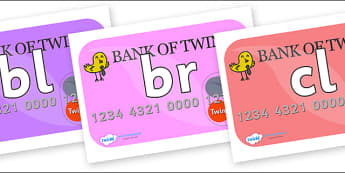 Initial Letter Blends on Debit Cards - Initial Letters, initial letter, letter blend, letter blends, consonant, consonants, digraph, trigraph, literacy, alphabet, letters, foundation stage literacy