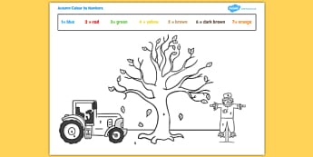 Autumn Themed Colour by Numbers - seasons, weather, colouring
