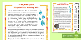 Why the Rhino Has Grey Skin Story - story, rhino, fire fighter, Africa, tale, myth, listening, traditional folk tales