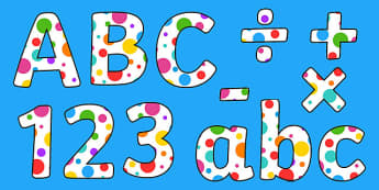 Multicoloured Polka Dot Display Alphabet - display, alphabet