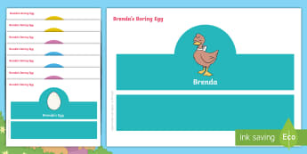 Brenda's Boring Egg Role-Play Headbands - duck, duckling, hatching, life cycle, EYFS, KS1, English, Role-play resources, Story role-play, acti