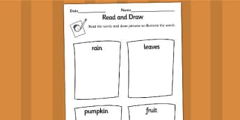 Autumn Read and Draw Worksheets - seasons, weather, reading 