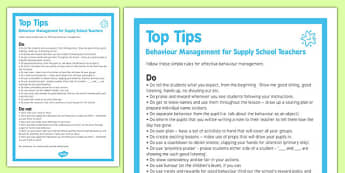 Behaviour Management Tips For Supply Teachers - behaviour, management, tips, supply teachers