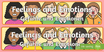 Feelings and Emotions Display Banner English/German  - decoration, communication, EAL, German, English-German,,German-translation