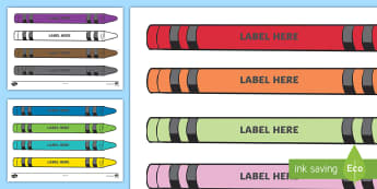 Editable Coloured Crayons - Display, editable, label, crayon, colour display
