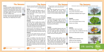 Little Acorns: The Seasons Differentiated Fact File - Twinkl originals, fiction, KS1, Year 1, Year 2, Reading, Science, Oak Tree, Autumn, Winter, Spring, 