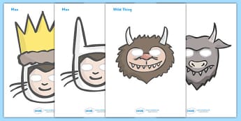 Story Role Play Masks to Support Teaching on Where the Wild Things Are - Where the Wild Things Are, Maurice Sendak, Wild Things, resources, Max, wild rumpus, boat, wolf suit, dream, fantasy, story, story book, story book resources, story sequencing, 
