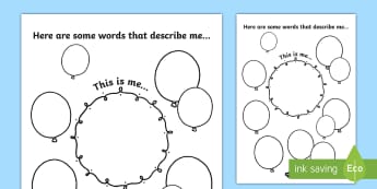 Words that Describe Me Writing Frame - ourselves, transition