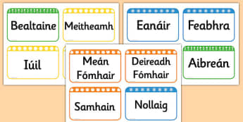 Months of the Year Flashcards Gaeilge - gaeilge, months, year, flash cards, flash, cards
