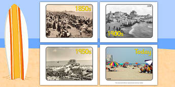 Seaside Through the Ages Display Photos - Seaside through the ages, past, old, display photos, seaside, A4, display, water, tide, waves, sand, beach, sea, sun, holiday, coast