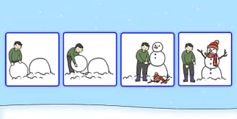 Sequencing Cards Making a Snowman - snowman, sequencing, cards