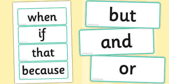 Conjunction Word Cards - Connectives, VCOP, connective resources, connectives display words, connective displays, vcops, conjuntions