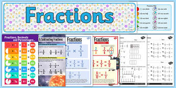 Fractions Display Pack LKS2 - fractions, display pack, lks2