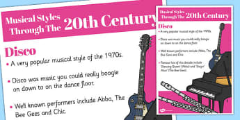 Musical Styles Through the 20th Century: Disco Information Poster