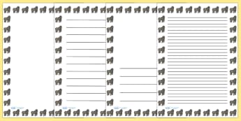 Gorilla Portrait Page Borders- Portrait Page Borders - Page border, border, writing template, writing aid, writing frame, a4 border, template, templates, landscape
